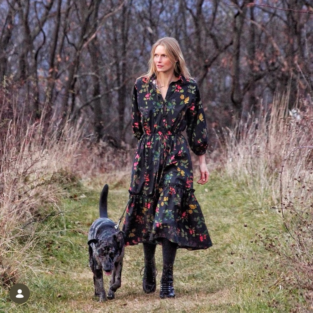 Cara Cara Navy Floral Long Sleeve Dress